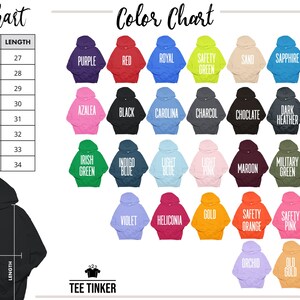 Size and Colors chart