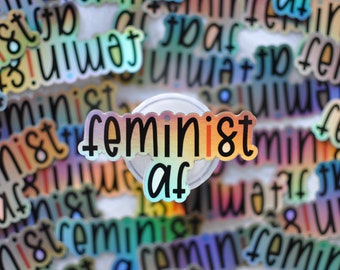 Feministischer AF Holographischer Aufkleber | Wasserfester Vinyl-Aufkleber