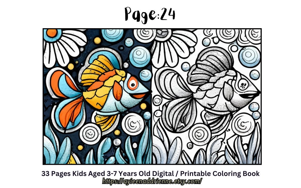 Fish Coloring Book For Kids Ages 8-12: An Kids Coloring Book with Fun Easy  and Relaxing Coloring Pages with star fish, jelly fish, koi fish, monster f  (Paperback)