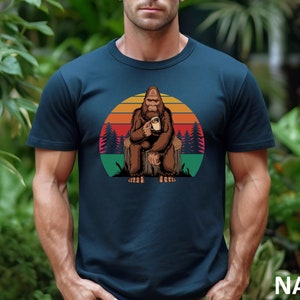 Retro Bigfoot Sunset Shirt, Big Foot Having Coffee Shirt, Retro Sunset Bigfot Shirt, Sasquatch Needs His Coffee Shirt, Sasquatch Man Shirt