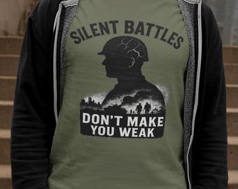 Silent Battles T-Shirt: Mental Health Awareness, Veteran PTSD