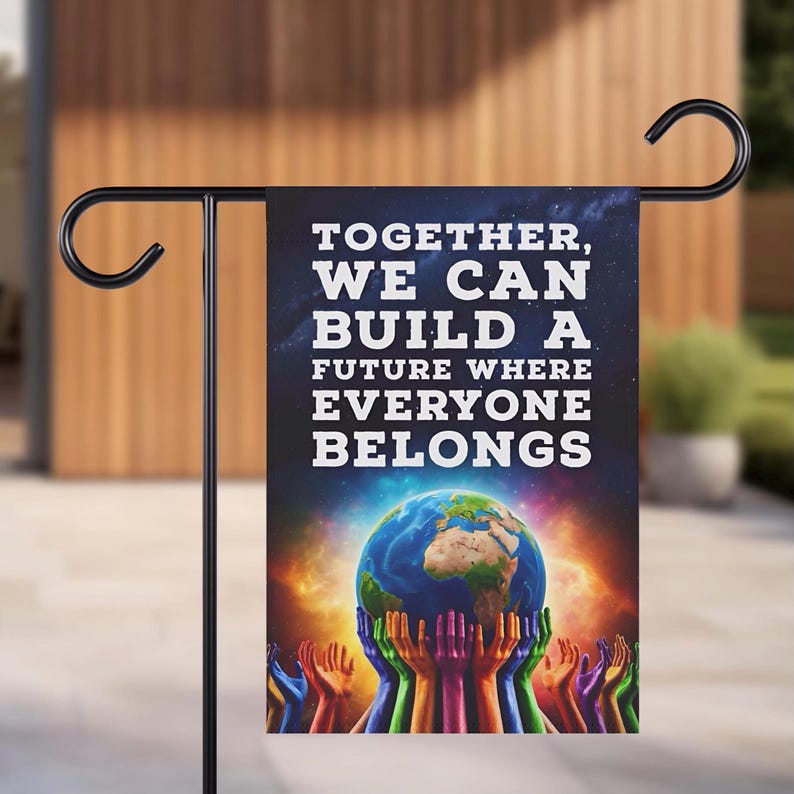 Flag, Unity Celebration Banner, Earth Globe Hands Rainbow Diversity ...