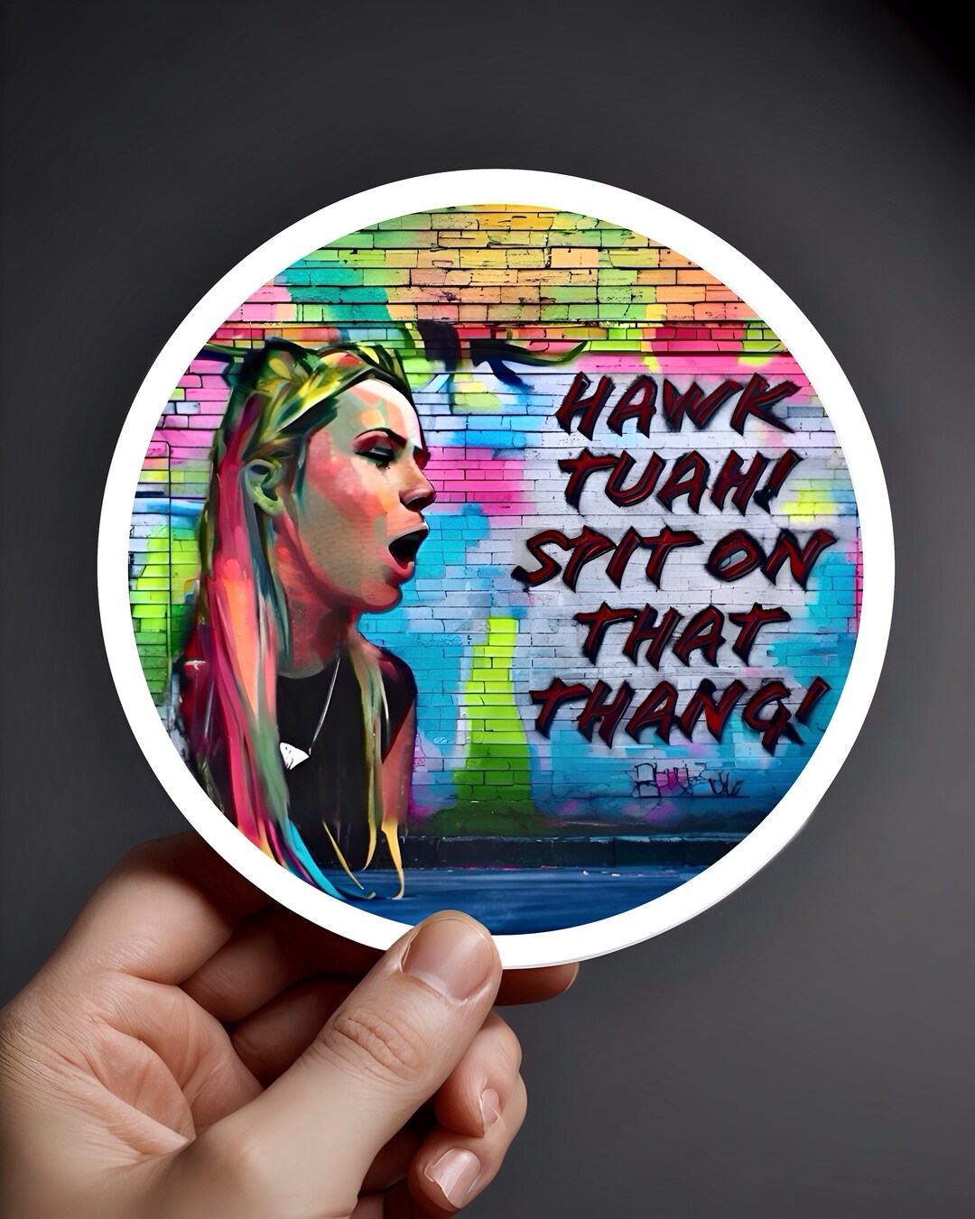Hawk Tua Sticker HAWK TUAH Spit on That Thang Round Vinyl Indoor/outdoor Sticker/decal ...