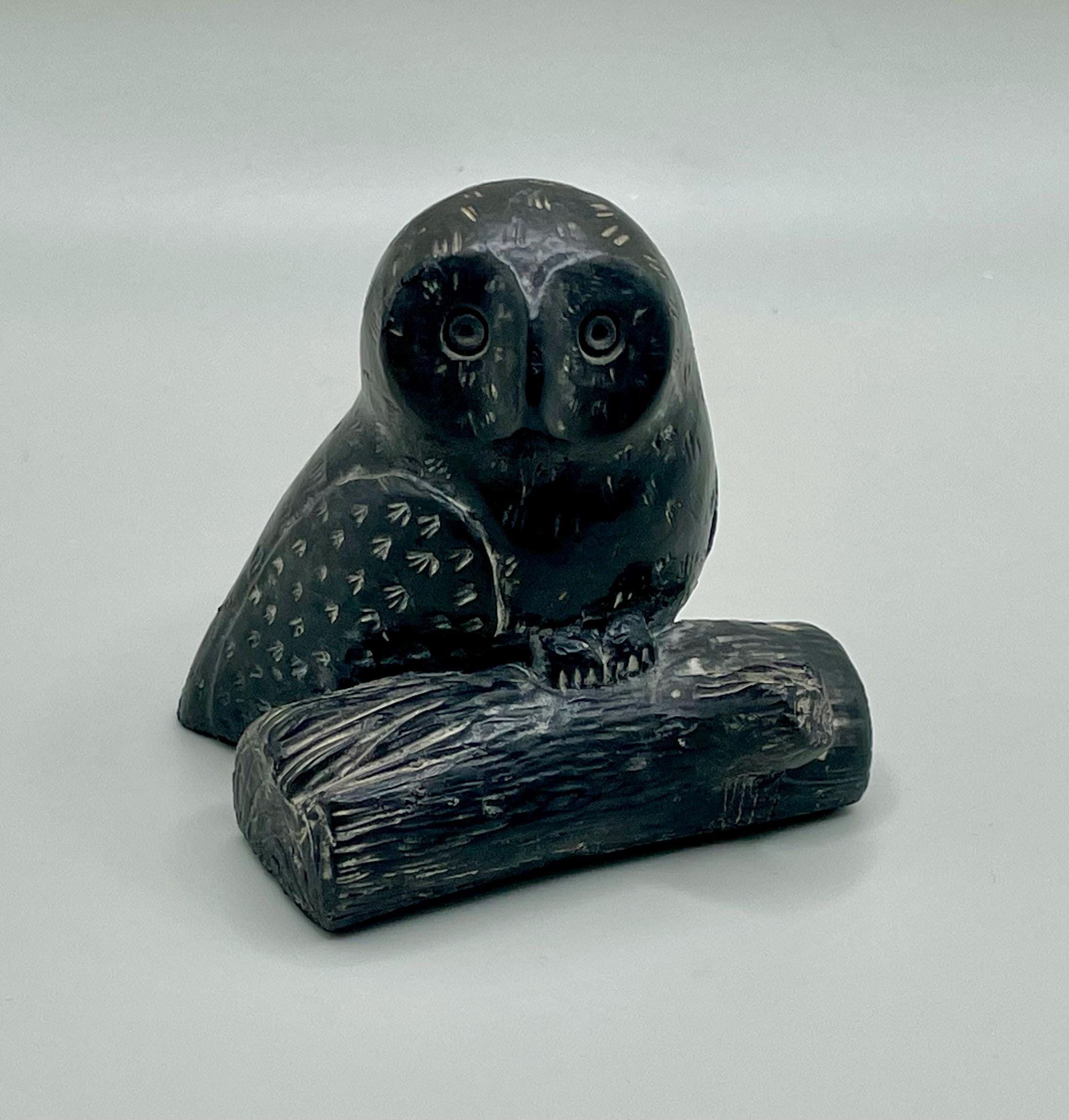 Vintage The Wolf Sculptures "Owl" - Collectable Canadian Handmade Soapstone Carving