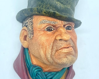 Cabeza de yeso "Bill Sikes" de Bossons, estilo años 70 - Colección Charles Dickens. Figura coleccionable para colgar en la pared.