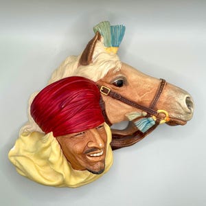 Vintage 1962 Bossons &quot;Lords of the Desert&quot; Chalkware Head - Collectable Chalkware Ethnic Hanging Wall Art