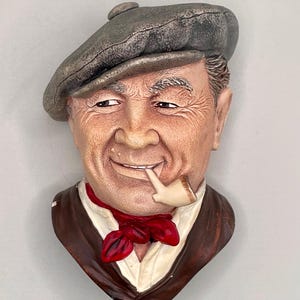 Vintage 1990&#39;s Bossons &quot;Bargee&quot; Chalkware Head - Collectable Chalkware Hanging Wall Art