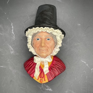 Vintage Bossons &quot;Welsh Lady&quot; Chalkware Head - Regal and Traditional Collection, Collectable 3D Chalkware Character Hanging Wall Art Mask