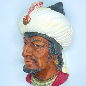 Vintage 1960&#39;s Bossons  &quot;Saracen&quot; Chalkware Head - Collectable Chalkware Ethnic Hanging Wall Art
