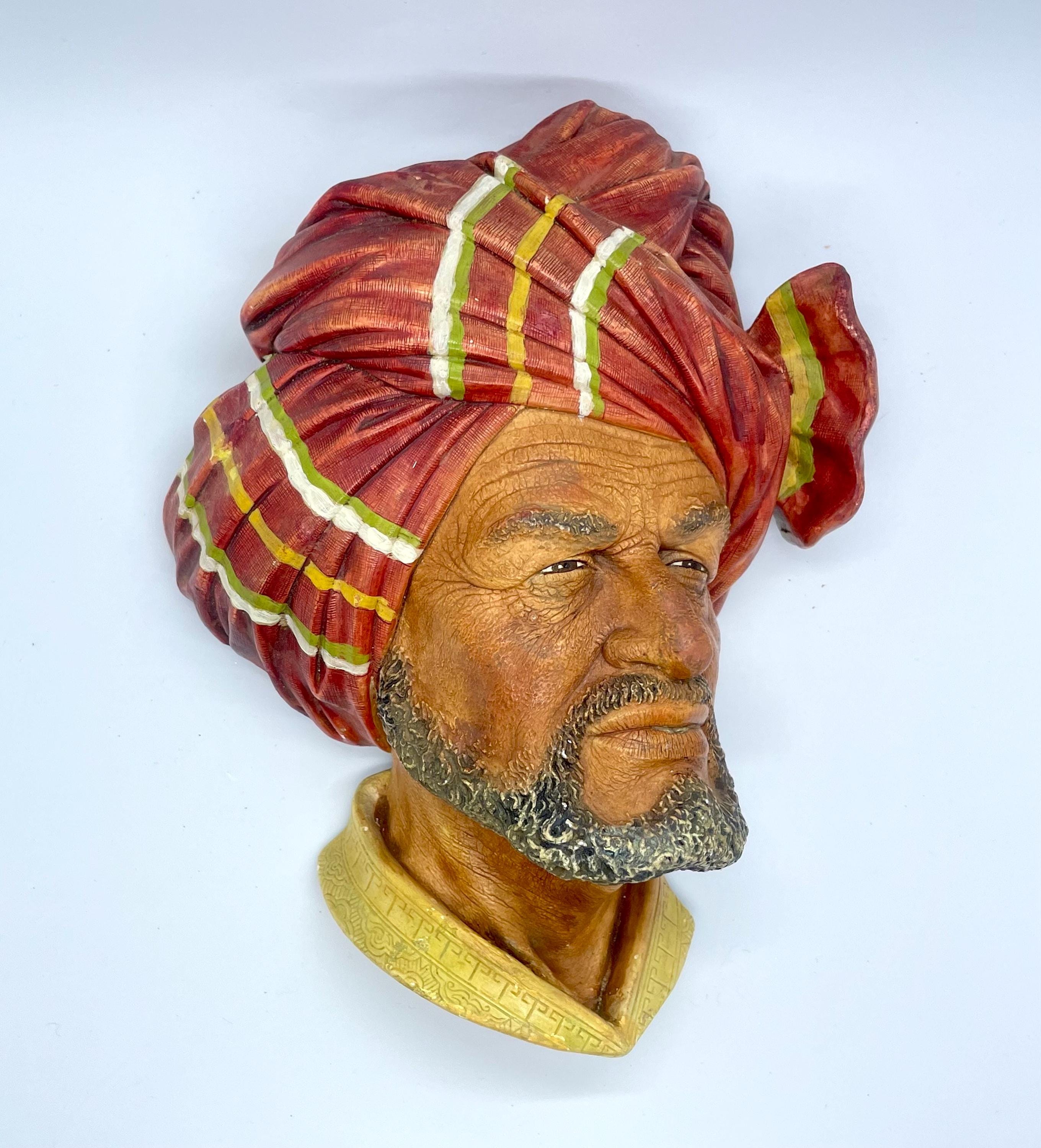 Vintage 1960 Bossons "Abdhul" Chalkware Head - Collectable Chalkware Ethnic Hanging Wall Art