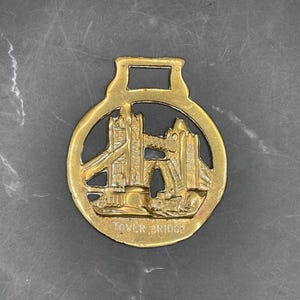 Vintage Brass &quot;Tower Bridge” Bridle Medallion - Collectable Brass Horse Hanging Medallion
