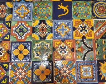 100 Pcs Assorted Mexican Talavera Tiles - 4x4