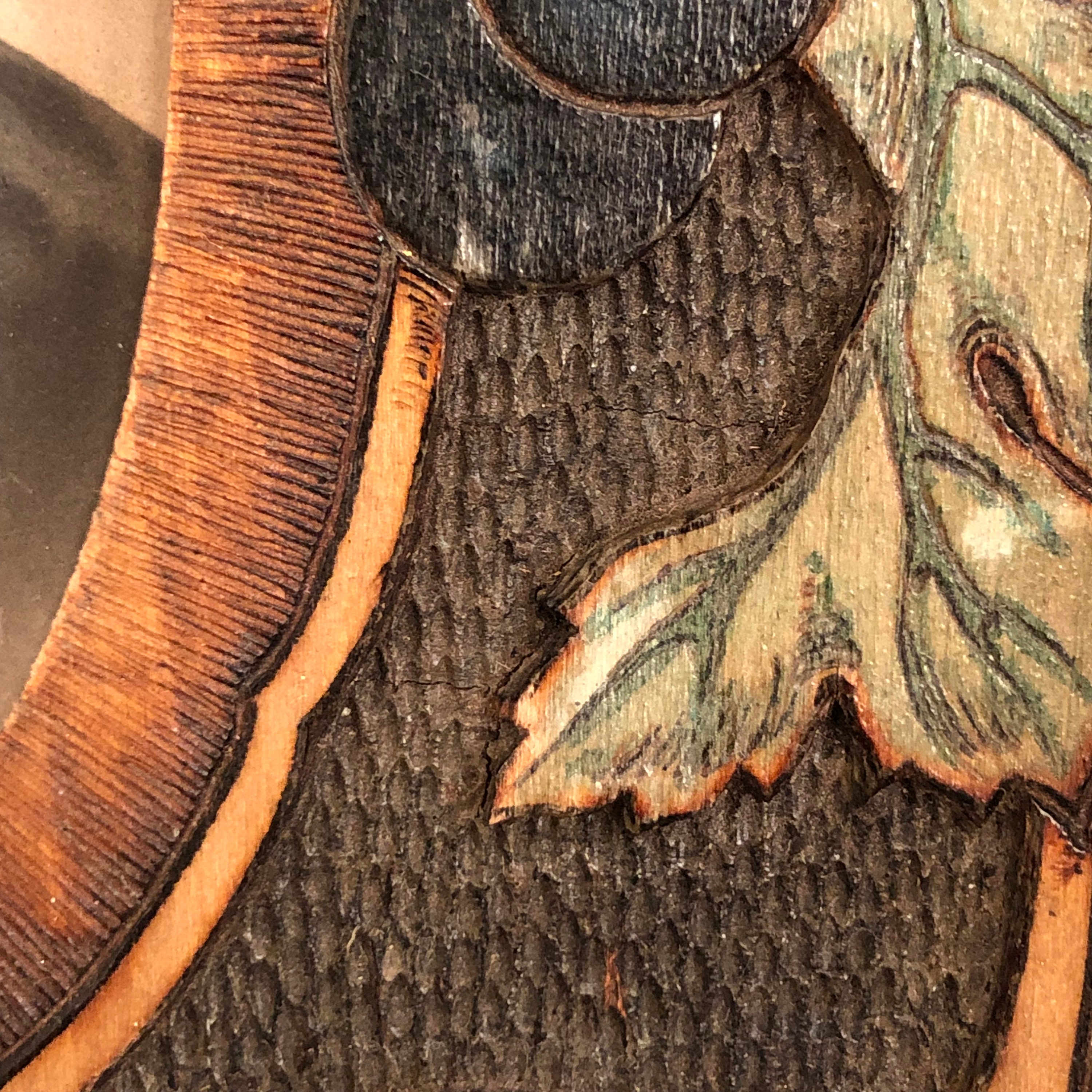 Antique 1890s Art Nouveau Era Pyrography Flemish Art Frame With ...