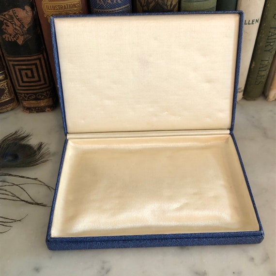 Large Antique Art Deco Blue Jewelry Box Presentat… - image 8