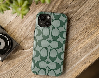 Green Coach-Tough Phone Cases in Elegant Pink Pattern | Durable, Cute, Unique, Phone Protection, Gift Idea