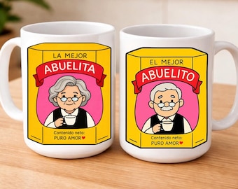 Mexican Grandparent version / Abuelita and Abuelo Ceramic Mug with Chocolate Design | Perfect Gift for Christmas , Birthdays,for Grandma