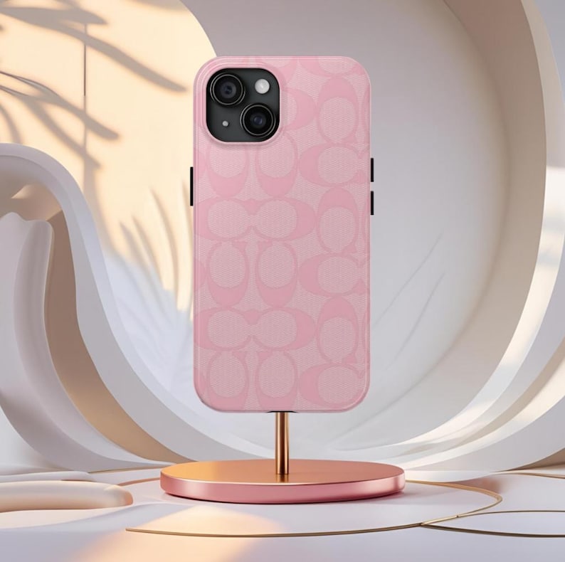 Coach-Tough Phone Cases in Elegant Pink Pattern | Durable, Cute, Unique, Phone Protection, Gift Idea image 2