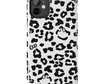 Y2K Leopard H-Kitty iPhone Case – Pink, Blue & Tan – Cute Girly Phone Case, Aesthetic 2000s Phone Cover