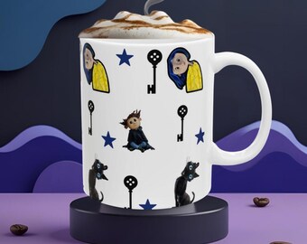 Coralinee Ceramic Mug, Spooky Season Coffee Cup, Fall Theme Gift, Halloween Mug, 11oz 15oz