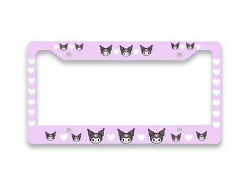 Cute Kuromiii Themed License Plate Frame, Cat Lover Gift, Custom Vehicle Accessories, Unique Pet Gifts, Car Birthday Present