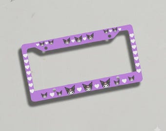 Cute Kuromiii Themed License Plate Frame, Cat Lover Gift, Custom Vehicle Accessories, Unique Pet Gifts, Car Birthday Present