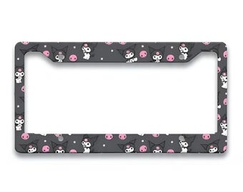 Cute Kuromiii Themed License Plate Frame, Cat Lover Gift, Custom Vehicle Accessories, Unique Pet Gifts, Car Birthday Present