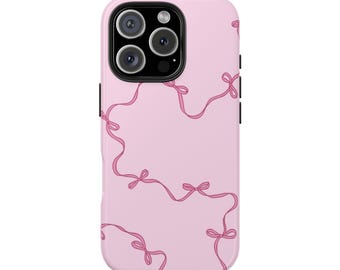 Playful Pink Ribbon Tough Phone Case, Cute Phone Protector, Gift for Her, Stylish Phone Cover, Fun and Functional, Everyday Use