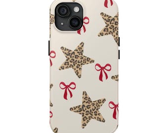 Stylish Tough Phone Cases, Leopard Star Design, Trendy Phone Covers for Her, Cute Gift for Holidays, Durable Protection for Smartphones