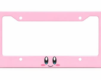 Cute Pink Smiley License Plate Frame | Kawaii Car Accessories | Aesthetic Girly Car Decor | Pastel Cute Auto Frame