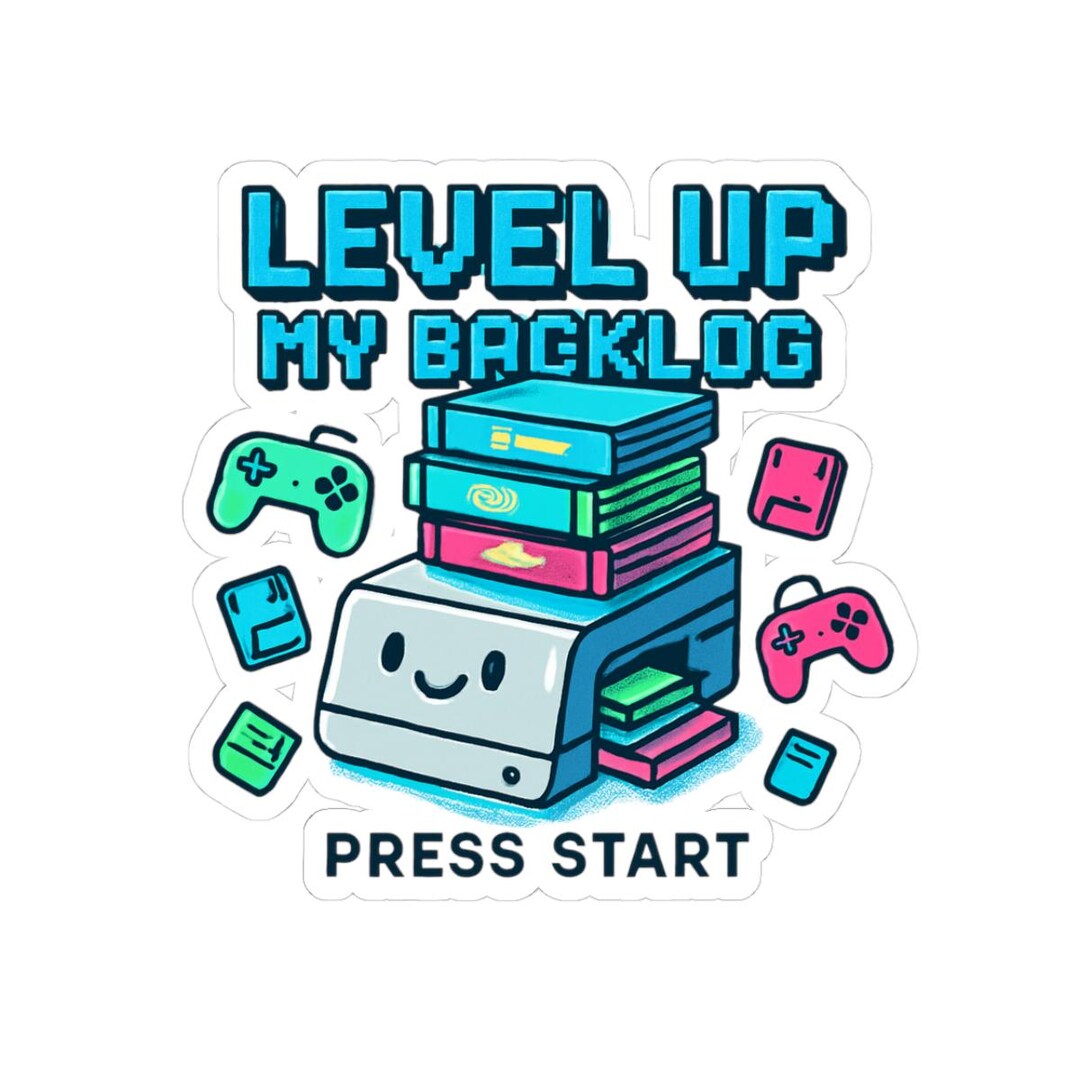 Level up My Backlog Sticker | Kiss-cut Gaming Sticker, Press Start - Etsy