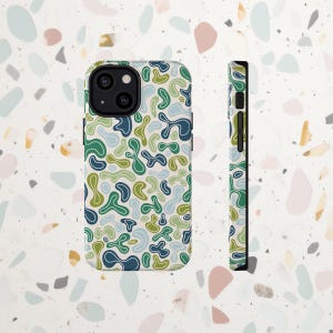 Blue and Green Abstract Retro Boho Colorful Phone Case For iPhone 16 15 14 13 12 - All Models,  For Samsung S22 S21
