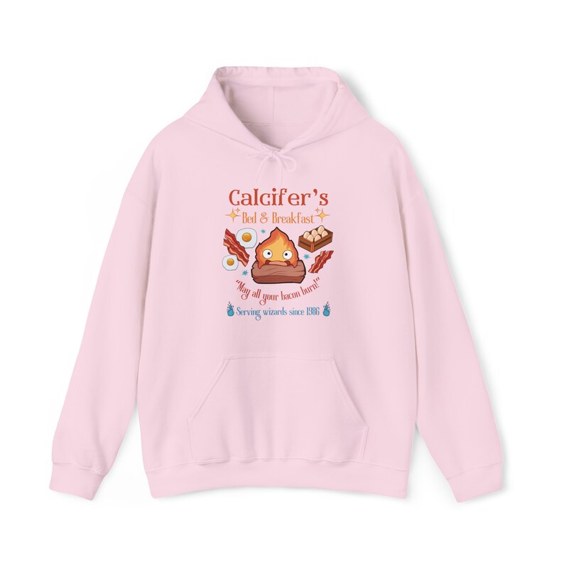 Calcifer's Bed and Breakfast Unisex Hoodie, Howl's Moving Castle Inspired Hoodie, Studio Ghibli Inspired Hoodie image 7
