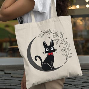Jiji Minimlist Canvas Tote Bag Kiki&#39;s Delivery Service Inspired Tote Bag