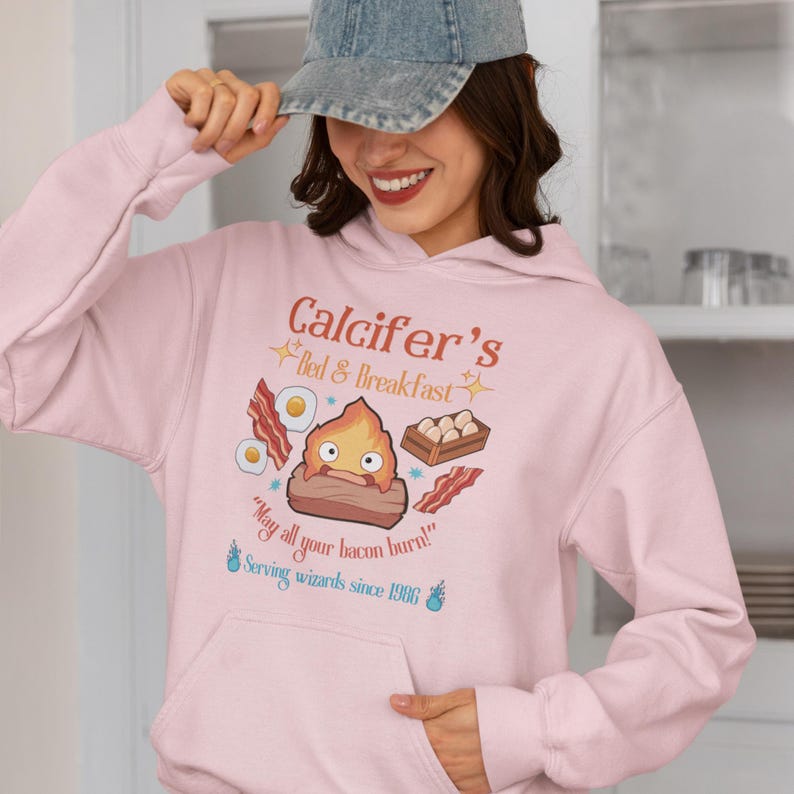 Calcifer's Bed and Breakfast Unisex Hoodie, Howl's Moving Castle Inspired Hoodie, Studio Ghibli Inspired Hoodie image 3