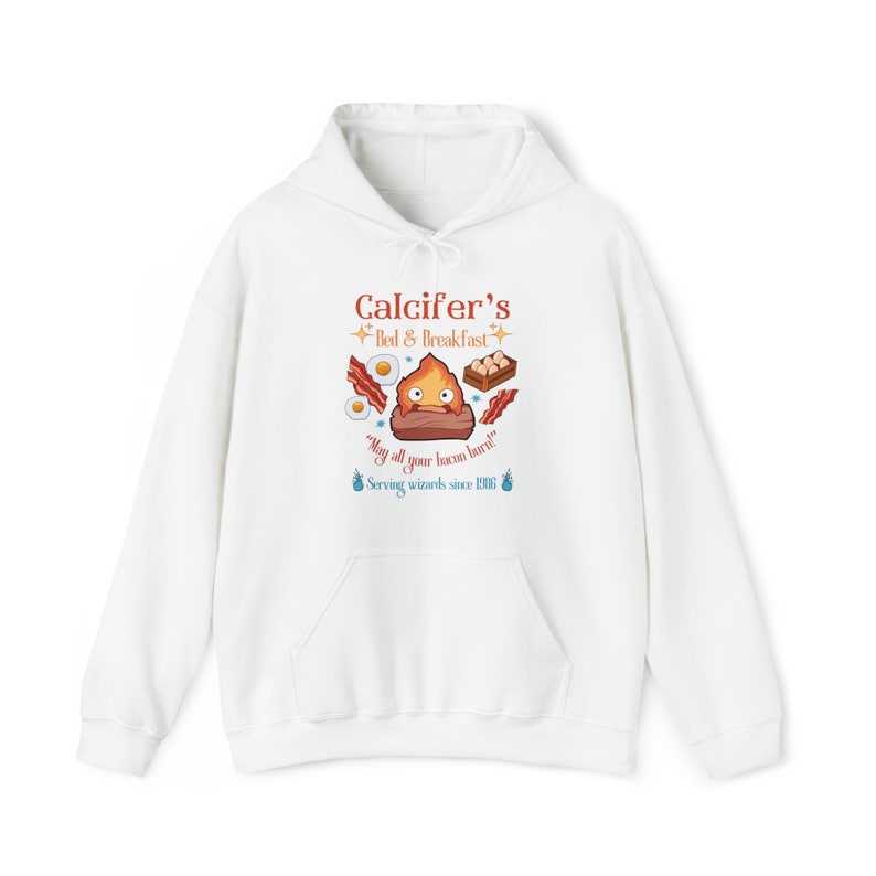 Calcifer's Bed and Breakfast Unisex Hoodie, Howl's Moving Castle Inspired Hoodie, Studio Ghibli Inspired Hoodie image 6