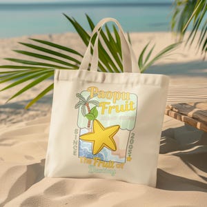Paopu Fruit Cotton Canvas Tote Bag | Kingdom Hearts Inspired Tote Bag