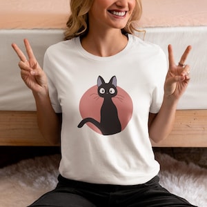 Kiki&#39;s Delivery Service Inspired Jiji Minimalist Unisex Softstyle T-Shirt