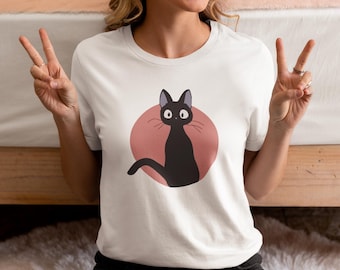 Kiki&#39;s Delivery Service Inspired Jiji Minimalist Unisex Softstyle T-Shirt