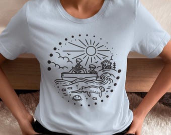 Ponyo Inspired Line Art Minimalist Unisex Softstyle T-Shirt