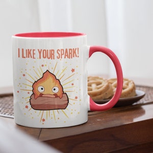 Calcifer &#39;I Like Your Spark&#39; Howl&#39;s wandelndes Schloss inspirierte Kaffeetasse, 11 Unze