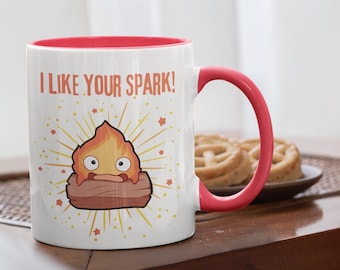 Calcifer 'I Like Your Spark' Howl's Moving Castle Inspired Coffee Mug, 11oz