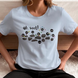Spirited Away Inspired Soot Sprite &#39;ah, soot&#39; Unisex Softstyle T-Shirt