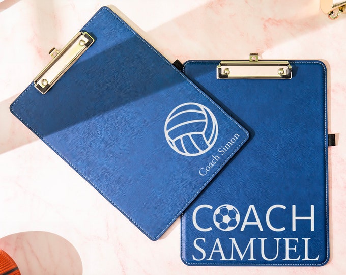 Personalized Coach Clipboard, Custom Leather Clipboard, Custom Clipboard, Business Gift, Coach Gift, Gift For Him, Sports Gift, Gift For Her