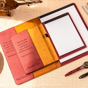Personalizowane portfolio z monogramem, Eleganckie monogramowe grawerowane portfolio, Niestandardowe profesjonalne portfolio, Grawerowane portfolio, Notatnik z możliwością ponownego napełniania