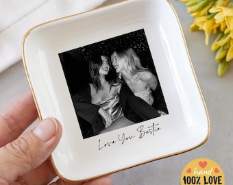 Personalized Photo Jewelry Dish, Trinket Tray for Best Friend, Bridesmaid Gifts, Custom Photo Dish, Gift for Sister,  Ring Dish, Bestie Gift