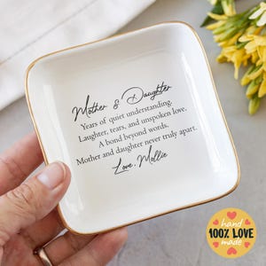 Custom Mom Jewelry Dish, Mother&#39;s Day Gift, Custom Ring Dish, Custom Gift, Gift for Mom, Wedding Gift for Mom, White Ring Dish, Ceramic Dish