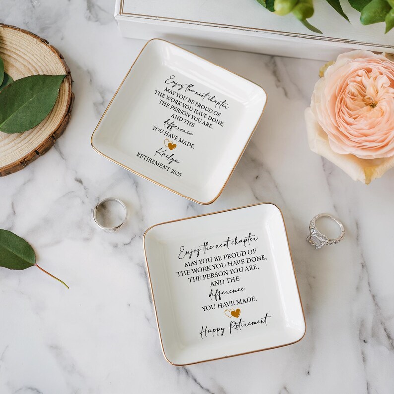 Retirement Counter Rings Happy Retirement Ring Dish, Personalized Retirement Ring Dish, Custom ...