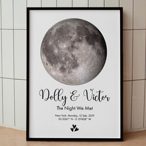 Custom Couple Moon Phase Art, Custom The Night We Met Art, Moon Phase By Date Art, Personalized Couples Gift, Anniversary Gift for Couples
