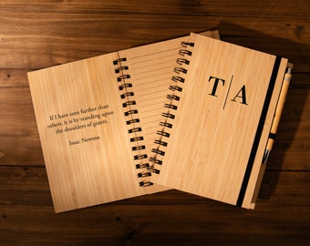 Personalized Wood Journal, Custom Engrave Journal, Gift For Her, Spiral Notebook, Notebook Cover, Graduation Gift, Gift For Him, Travel Gift
