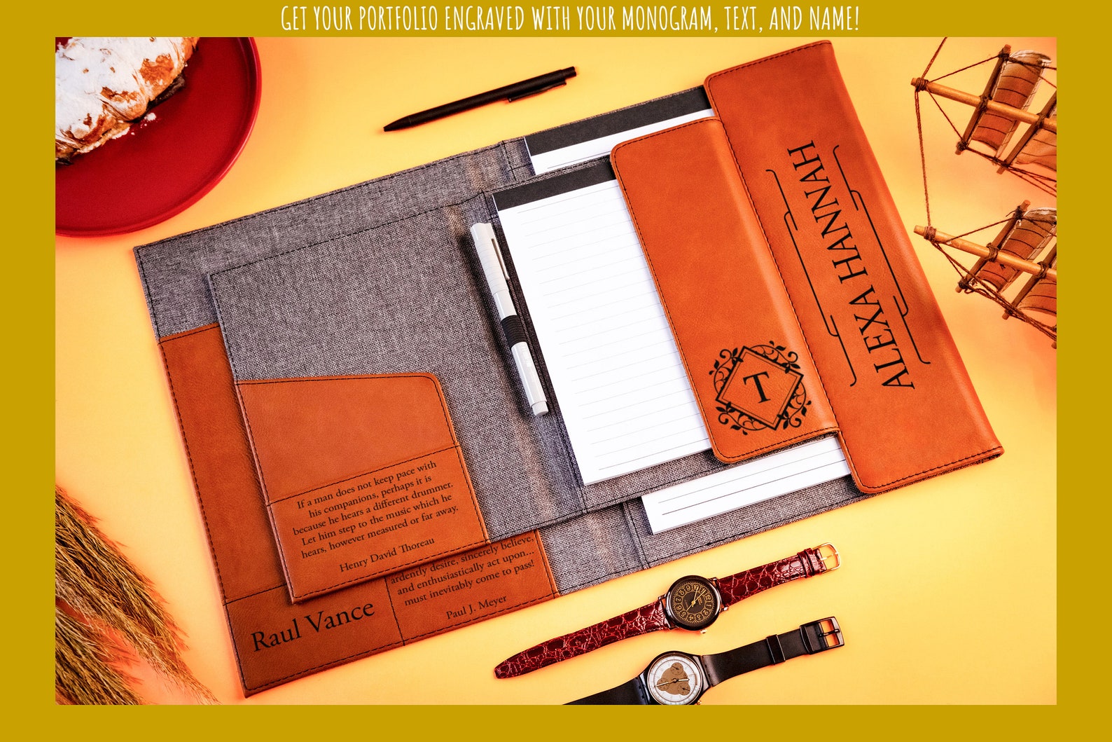 Engraved Flapped Portfolio, Personalized Laser Engraved Portfolio ...
